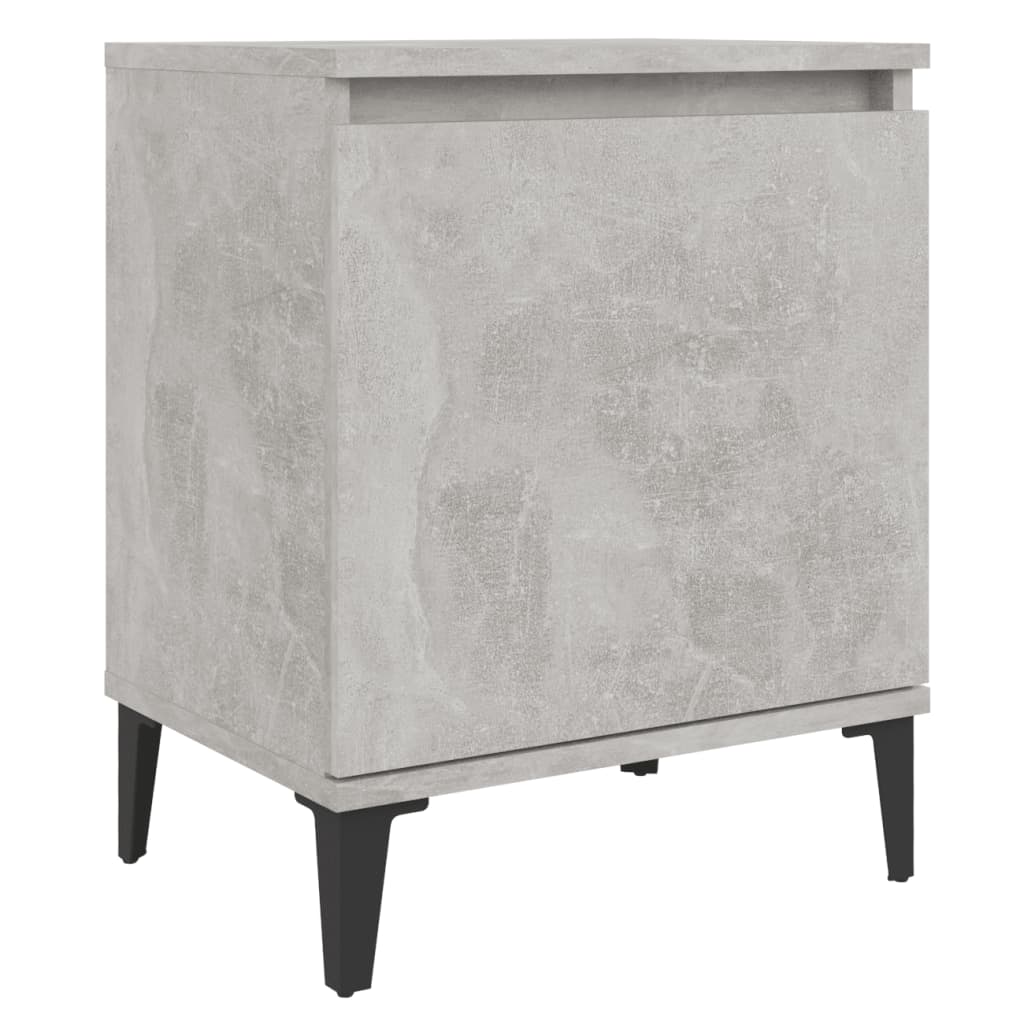 Comodino con Gambe in Metallo Grigio Cemento 40x30x50 cm - homemem39