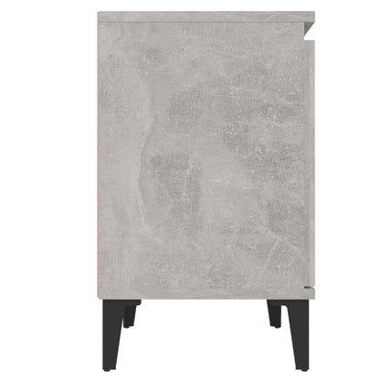 Comodino con Gambe in Metallo Grigio Cemento 40x30x50 cm - homemem39