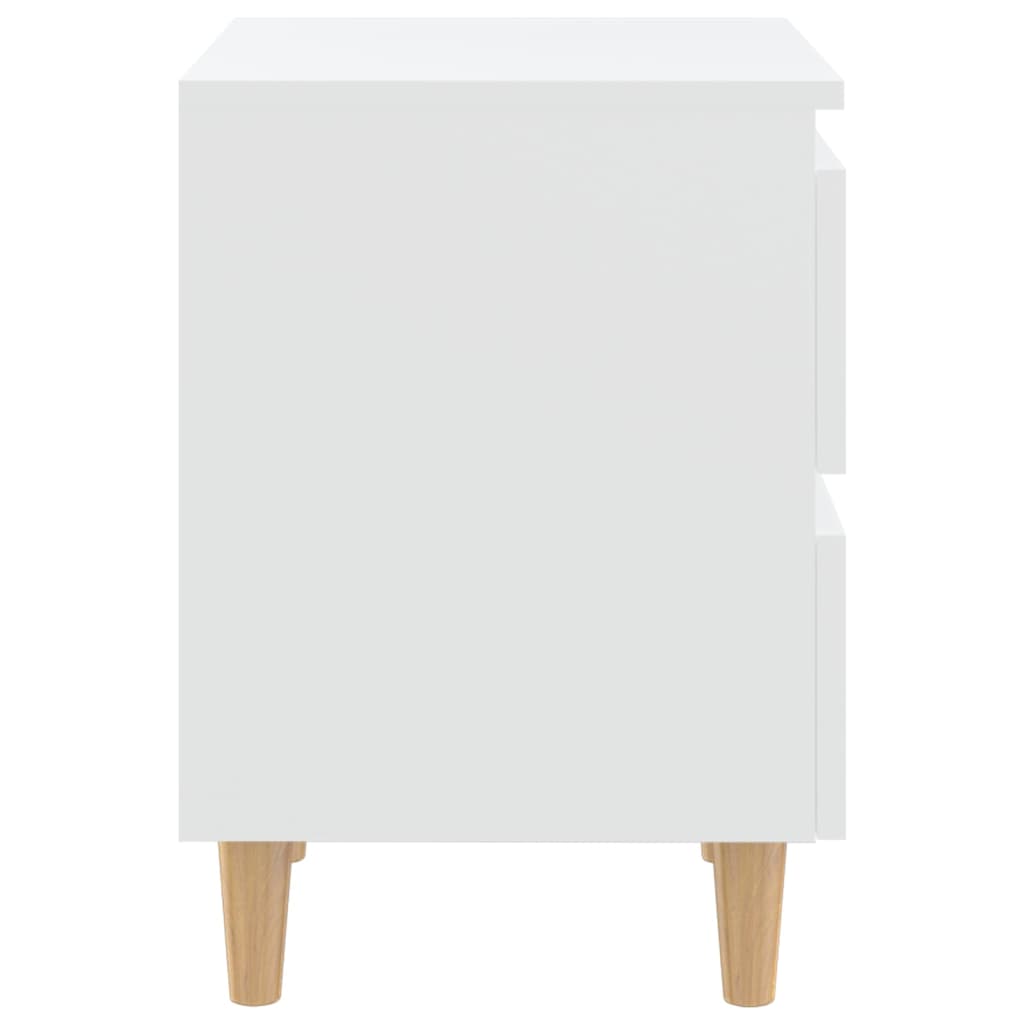 Comodini con Gambe in Pino Massello 2pz Bianchi 40x35x50 cm - homemem39