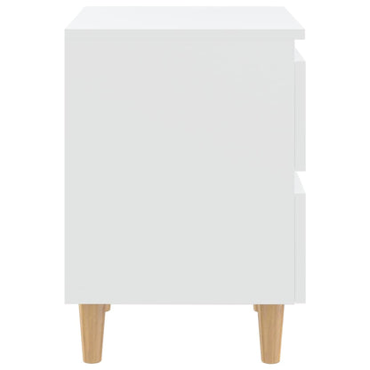 Comodini con Gambe in Pino Massello 2pz Bianchi 40x35x50 cm - homemem39