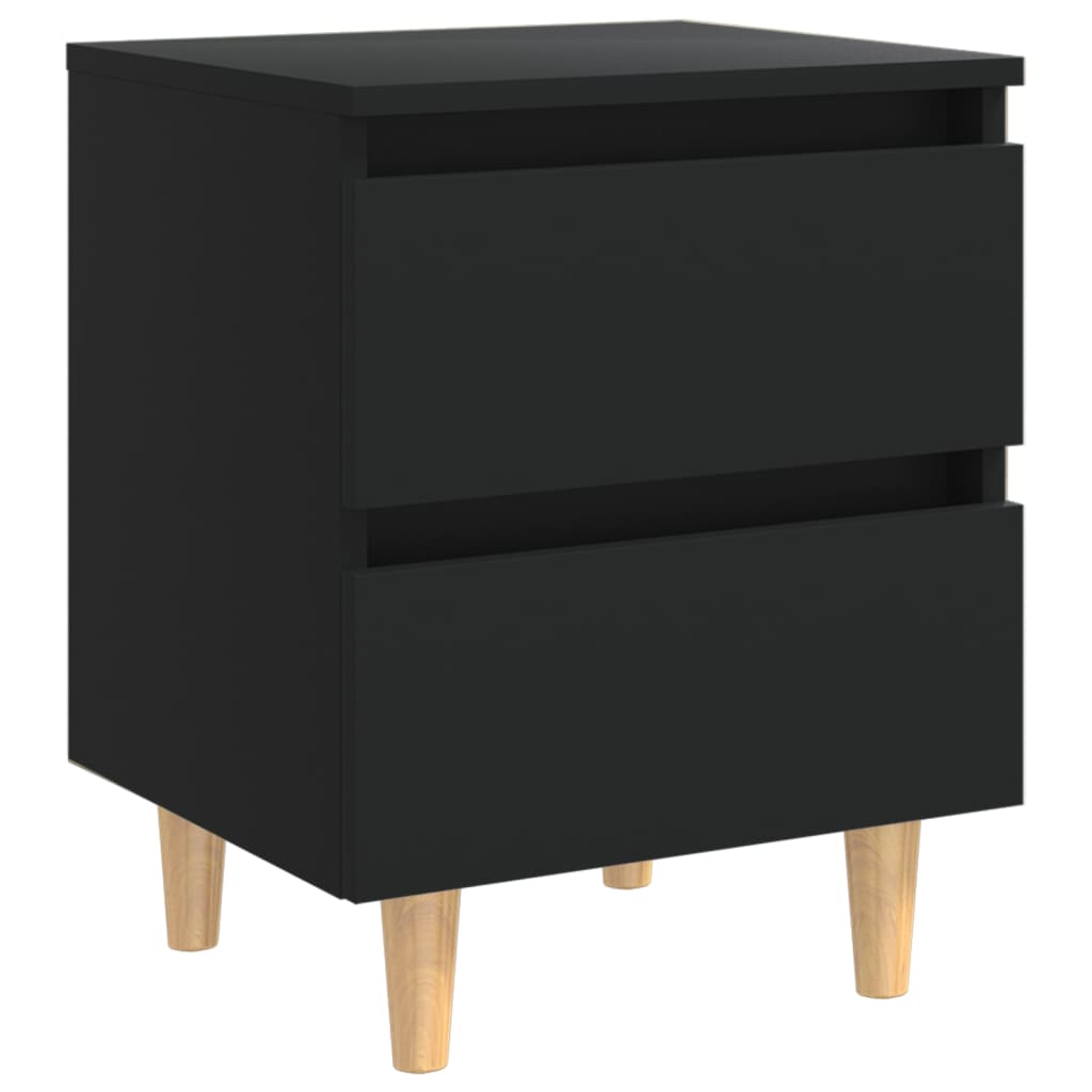 Comodini con Gambe in Pino Massello 2pz Neri 40x35x50 cm - homemem39