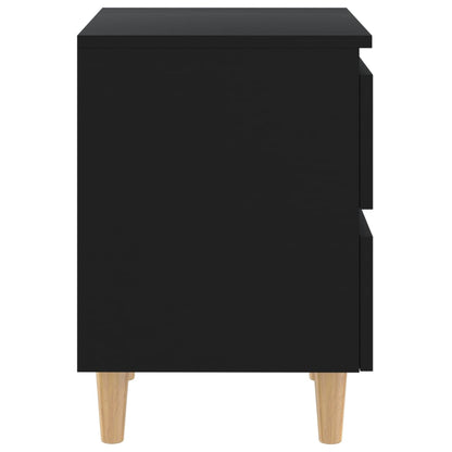 Comodini con Gambe in Pino Massello 2pz Neri 40x35x50 cm - homemem39