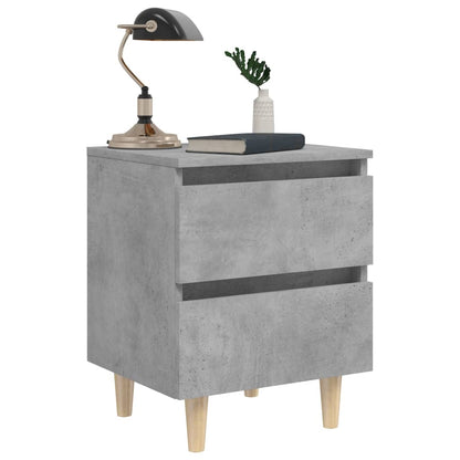 Comodino con Gambe in Pino Massello Grigio Cemento 40x35x50 cm - homemem39