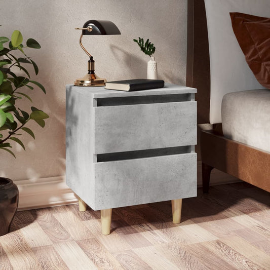 Comodino con Gambe in Pino Massello Grigio Cemento 40x35x50 cm - homemem39