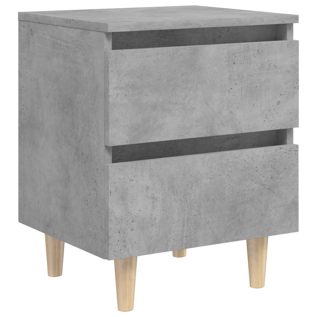 Comodini con Gambe Pino Massello 2pz Grigio Cemento 40x35x50 cm - homemem39
