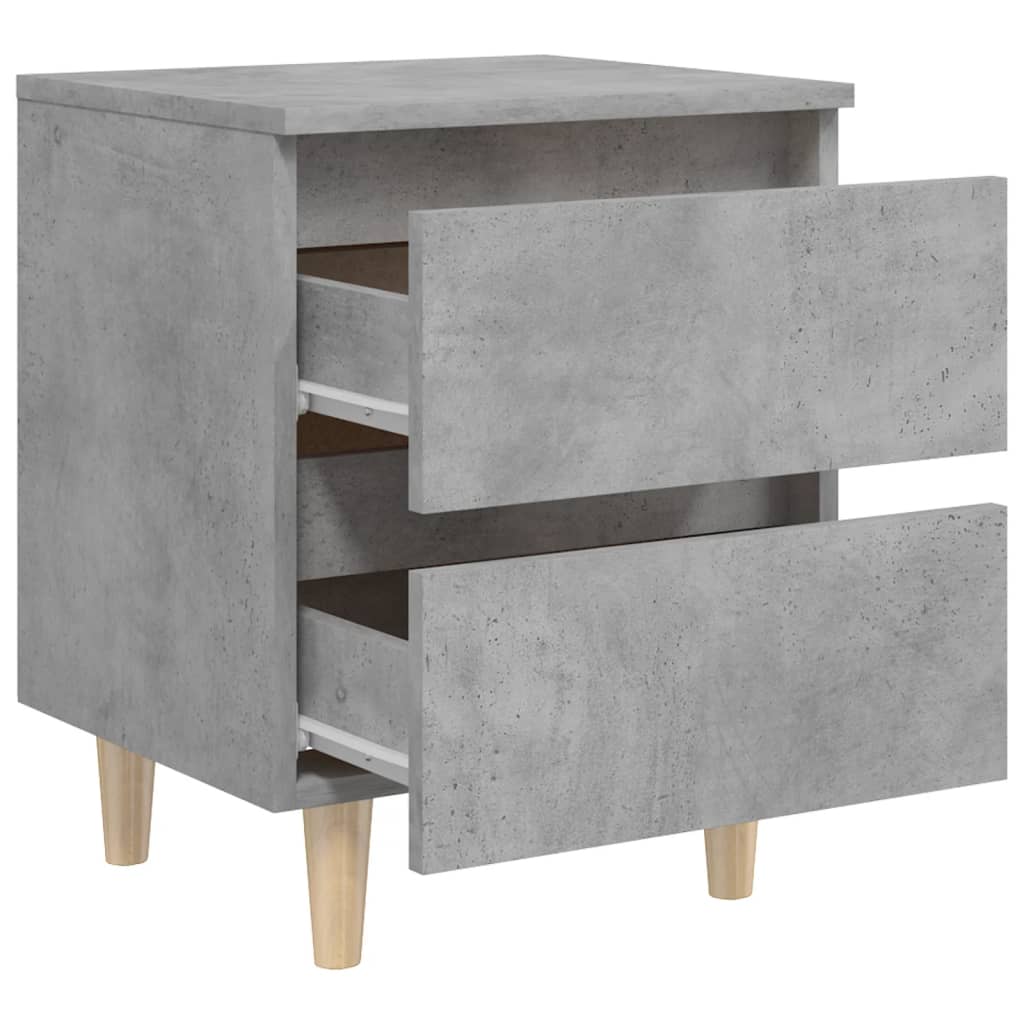Comodini con Gambe Pino Massello 2pz Grigio Cemento 40x35x50 cm - homemem39