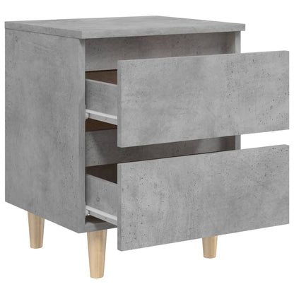 Comodini con Gambe Pino Massello 2pz Grigio Cemento 40x35x50 cm - homemem39