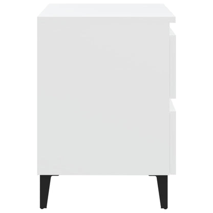 Comodini 2 pz Bianco Lucido 40x35x50 cm in Legno Multistrato - homemem39