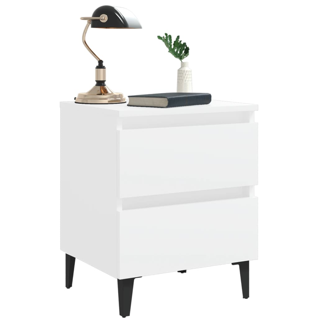 Comodini 2 pz Bianco Lucido 40x35x50 cm in Legno Multistrato - homemem39