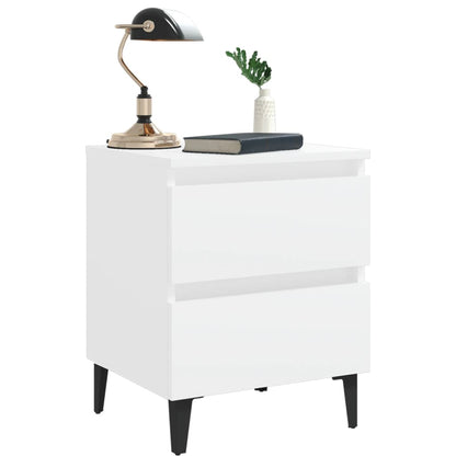Comodini 2 pz Bianco Lucido 40x35x50 cm in Legno Multistrato - homemem39