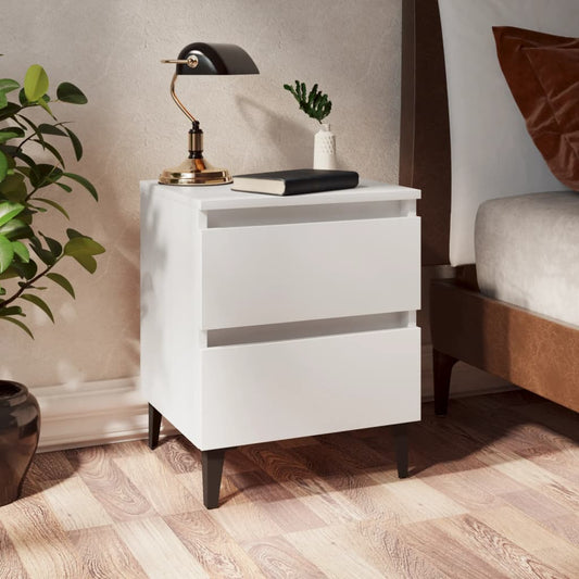 Comodini 2 pz Bianco Lucido 40x35x50 cm in Legno Multistrato - homemem39