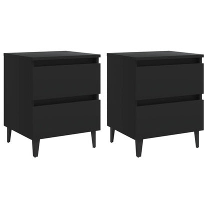 Comodini 2pz Neri 40x35x50 cm in Legno Multistrato - homemem39