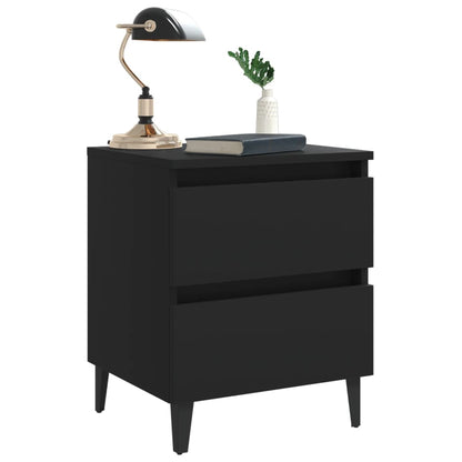 Comodini 2pz Neri 40x35x50 cm in Legno Multistrato - homemem39