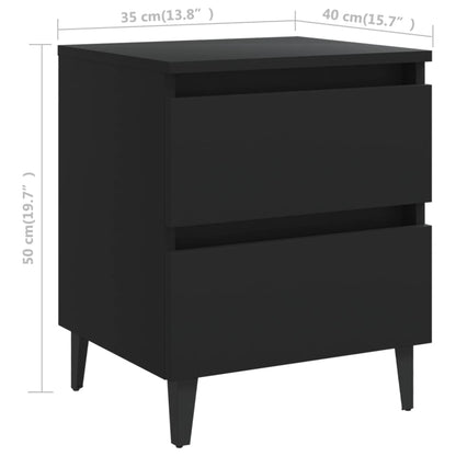 Comodini 2pz Neri 40x35x50 cm in Legno Multistrato - homemem39