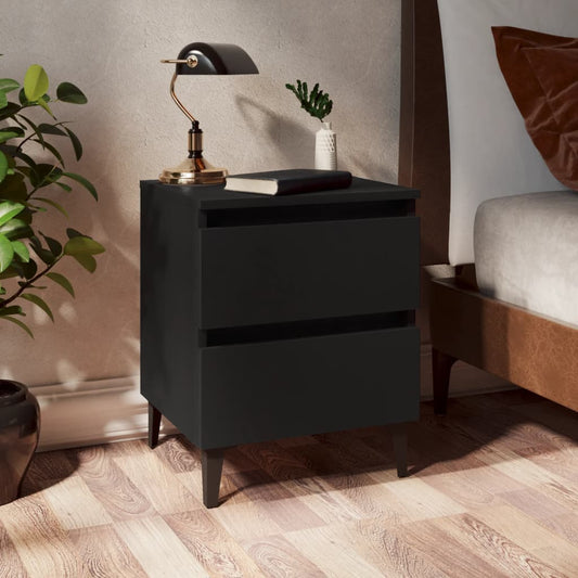 Comodini 2pz Neri 40x35x50 cm in Legno Multistrato - homemem39