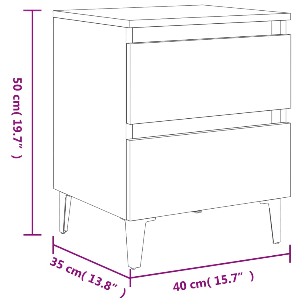 Comodini 2pz Rovere Sonoma 40x35x50 cm in Legno Multistrato - homemem39