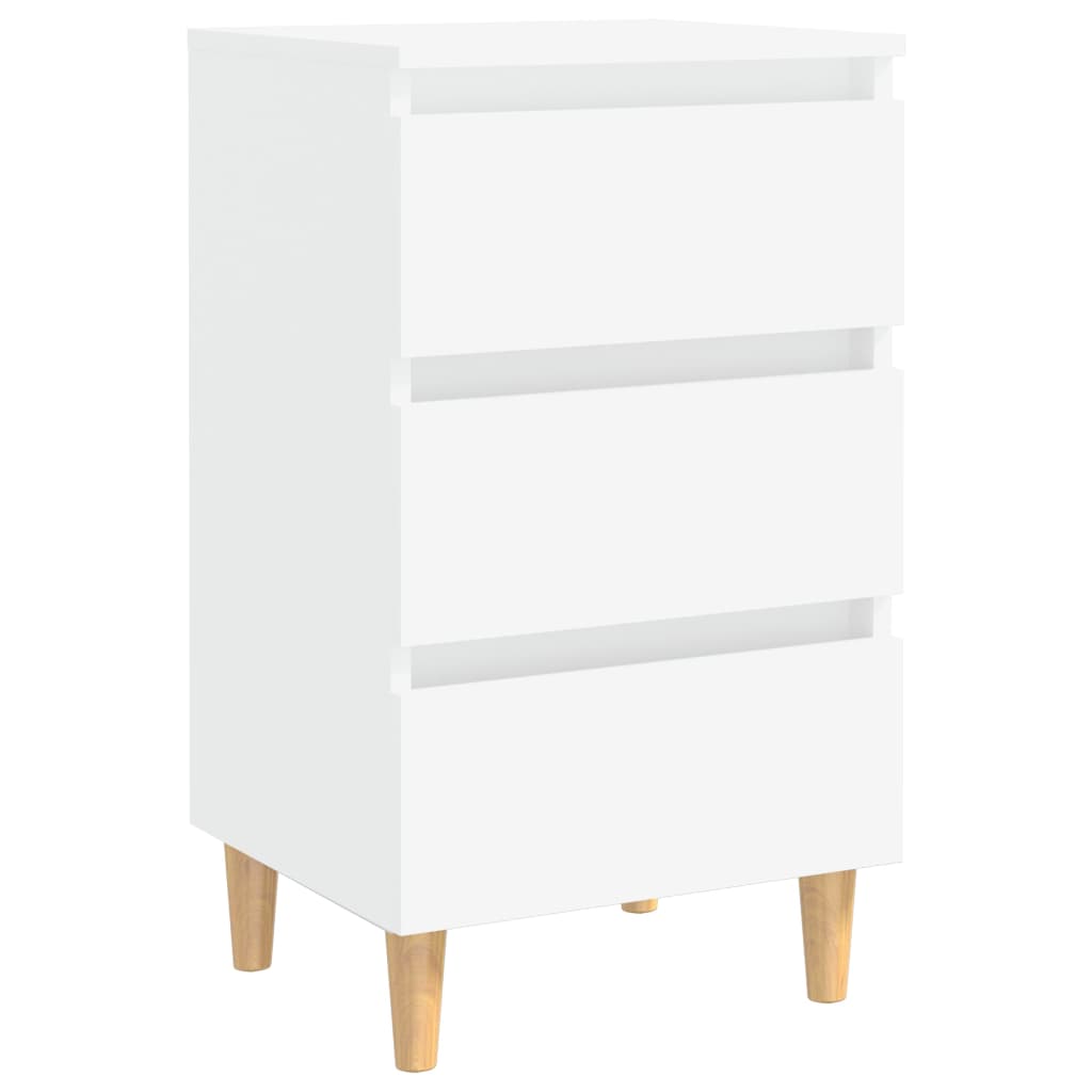 Comodino con Gambe in Legno Massello Bianco 40x35x69 cm - homemem39