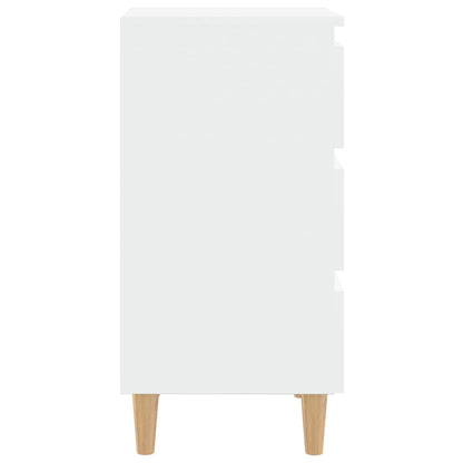 Comodino con Gambe in Legno Massello Bianco 40x35x69 cm - homemem39