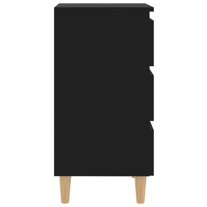 Comodino con Gambe in Legno Massello Nero 40x35x69 cm - homemem39