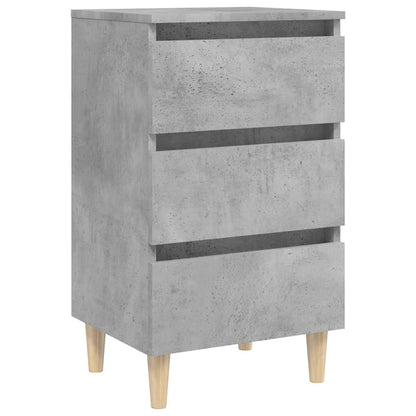 Comodini con Gambe Legno Massello 2pz Grigio Cemento 40x35x69cm - homemem39