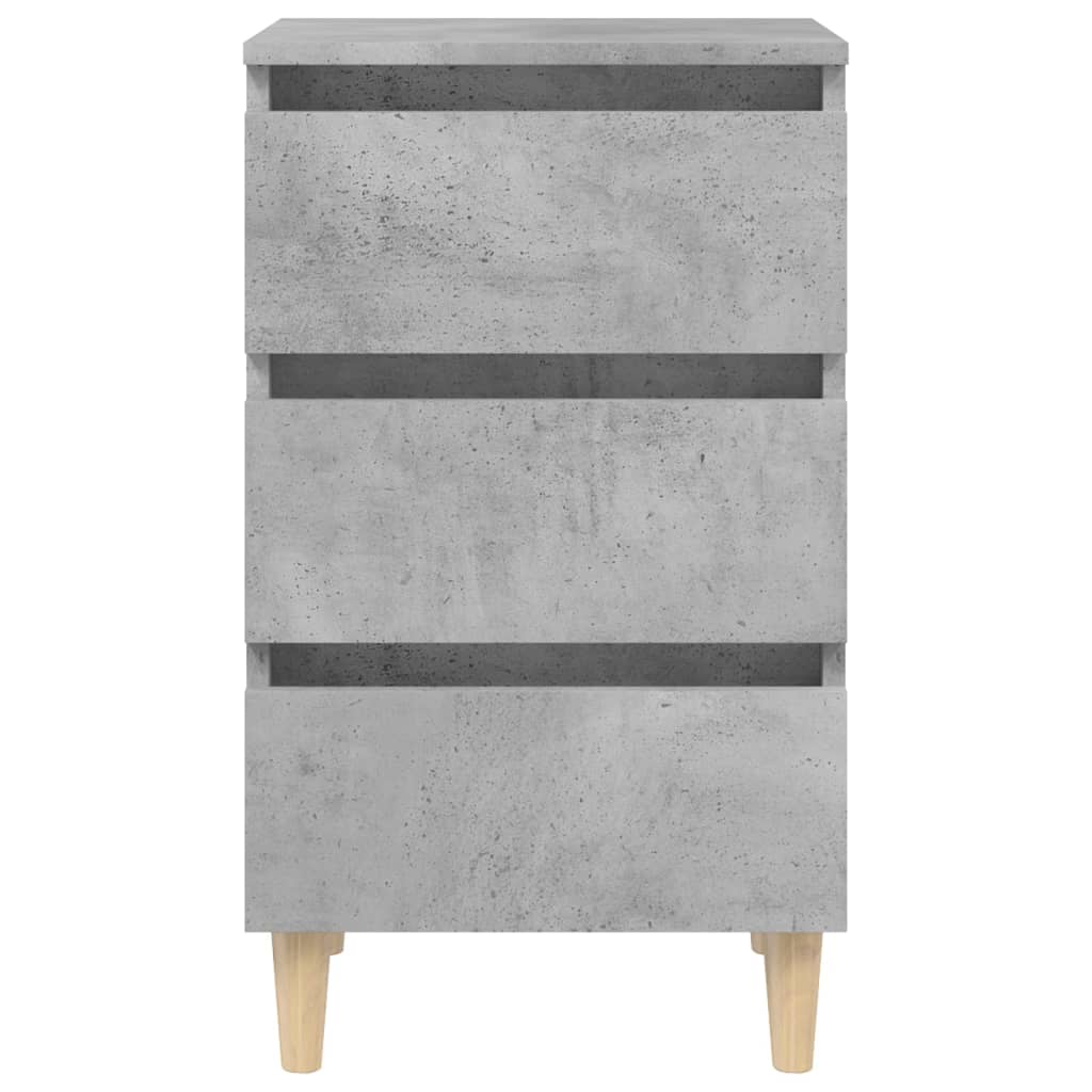 Comodini con Gambe Legno Massello 2pz Grigio Cemento 40x35x69cm - homemem39