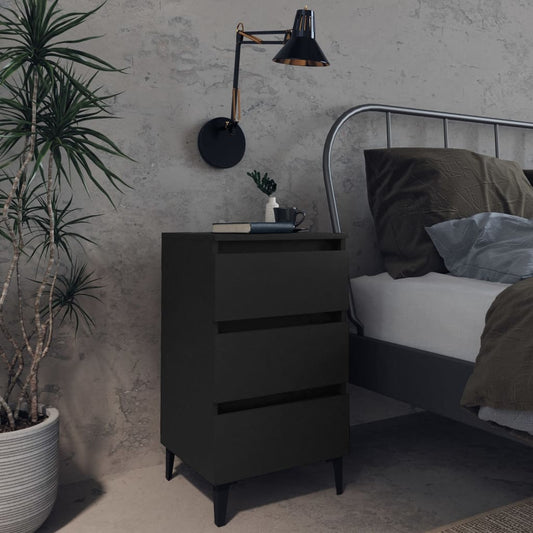 Comodino con Gambe in Metallo Nero 40x35x69 cm - homemem39