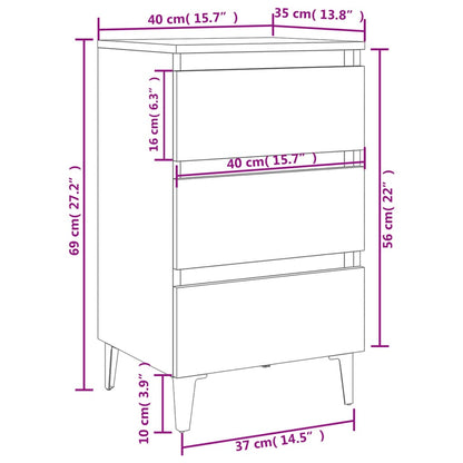 Comodino con Gambe in Metallo Rovere Sonoma 40x35x69 cm