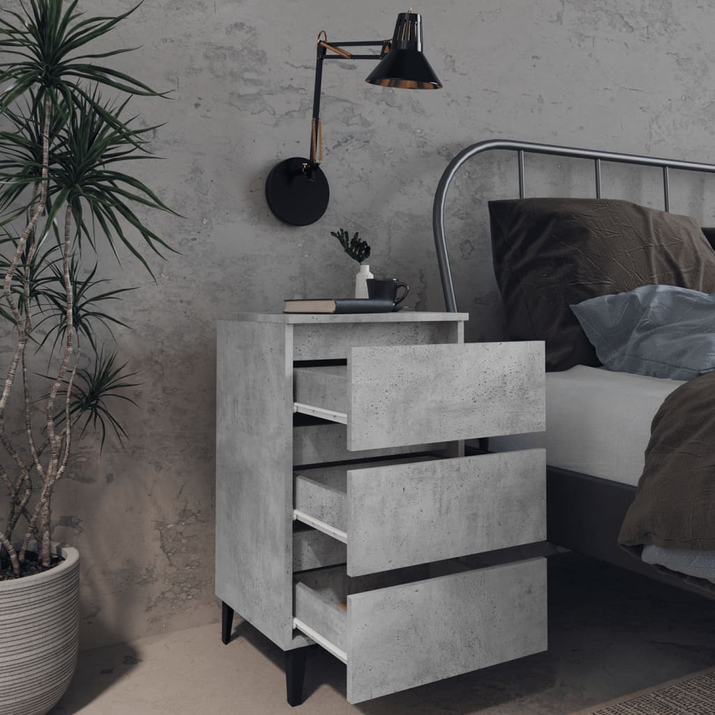 Comodino con Gambe in Metallo Grigio Cemento 40x35x69 cm - homemem39