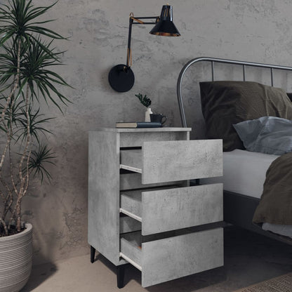 Comodini con Gambe in Metallo 2pz Grigio Cemento 40x35x69 cm - homemem39