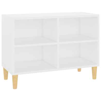 Mobile TV con Gambe in Legno Massello Bianco 69,5x30x50 cm - homemem39