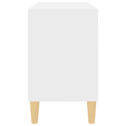 Mobile TV con Gambe in Legno Massello Bianco 69,5x30x50 cm - homemem39