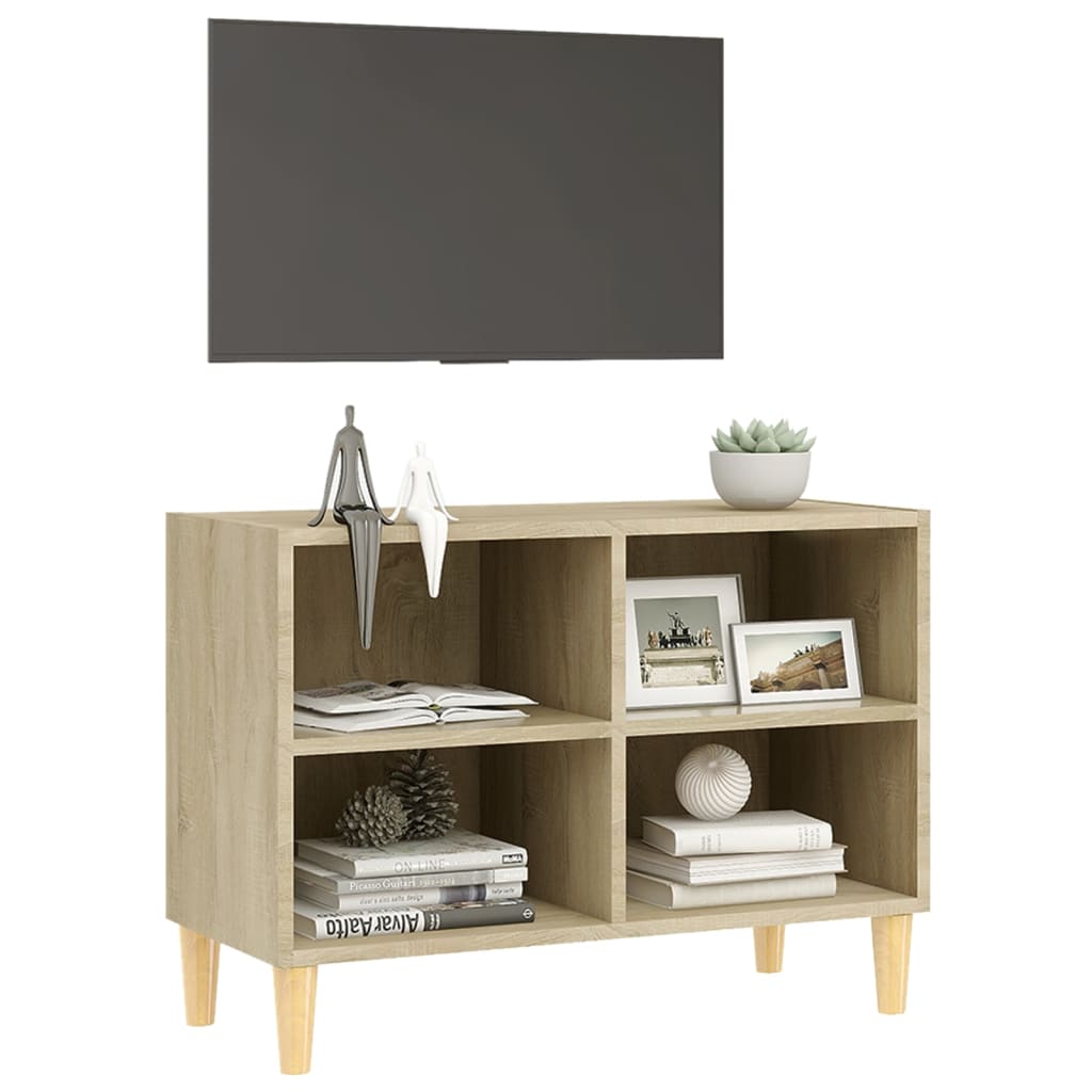 Mobile TV con Gambe Legno Massello Rovere Sonoma 69,5x30x50 cm - homemem39