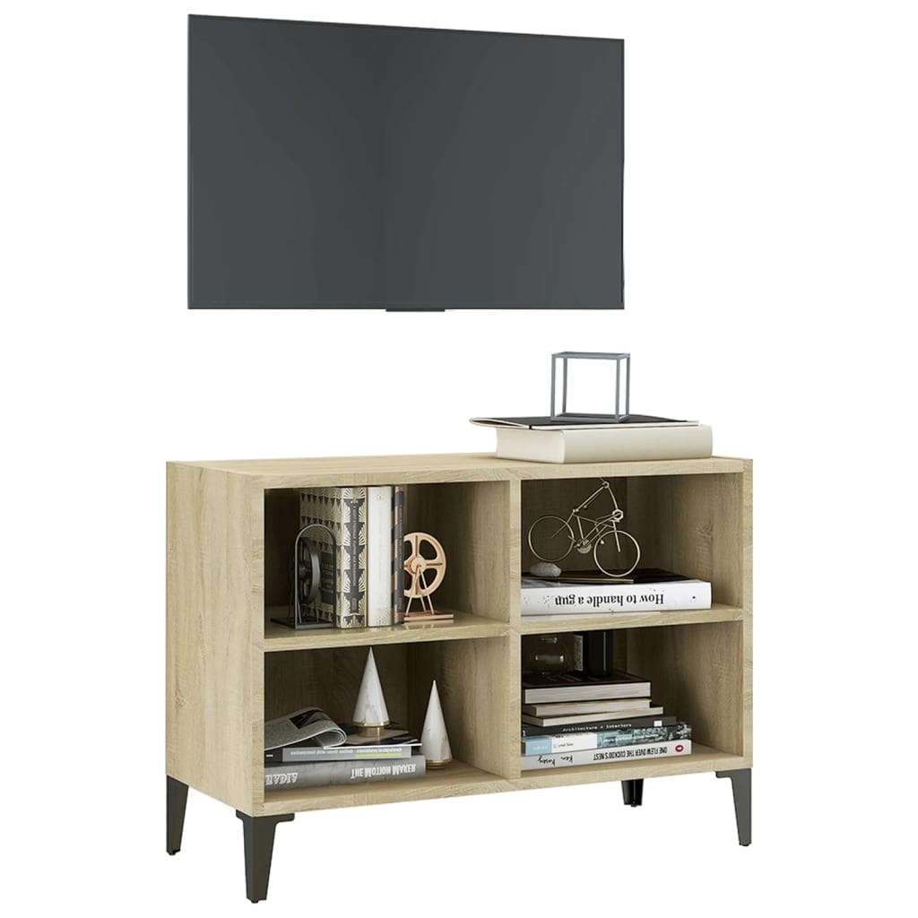 Mobile TV con Gambe in Metallo Rovere Sonoma 69,5x30x50 cm - homemem39