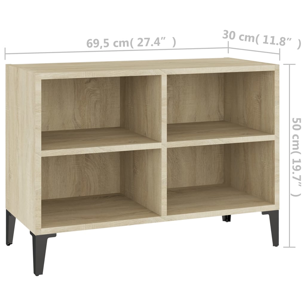 Mobile TV con Gambe in Metallo Rovere Sonoma 69,5x30x50 cm - homemem39