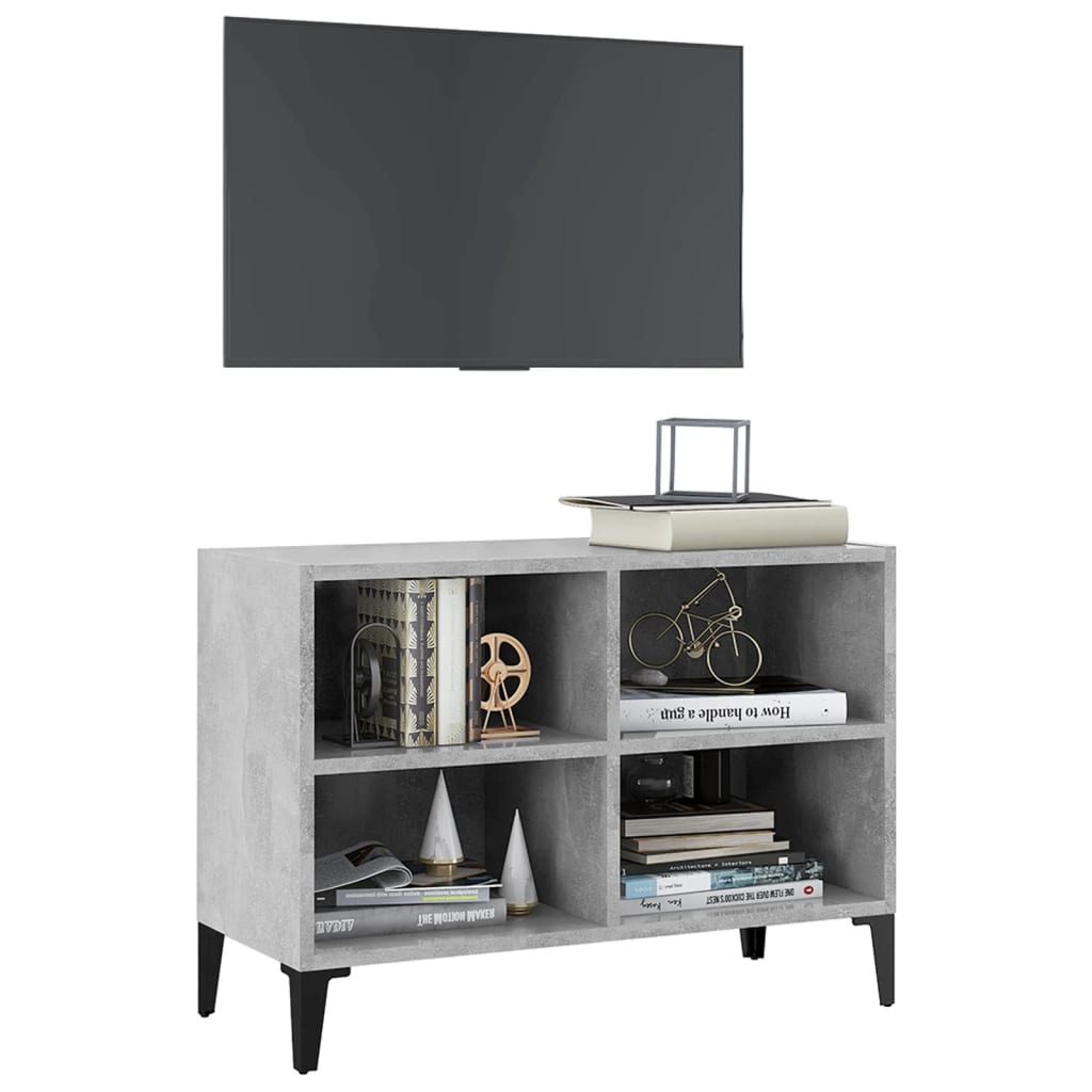 Mobile TV con Gambe in Metallo Grigio Cemento 69,5x30x50 cm - homemem39