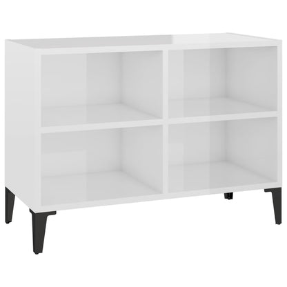 TV Cabinet with Glossy White Metal Legs 69.5x30x50 cm