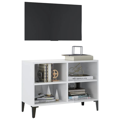 TV Cabinet with Glossy White Metal Legs 69.5x30x50 cm