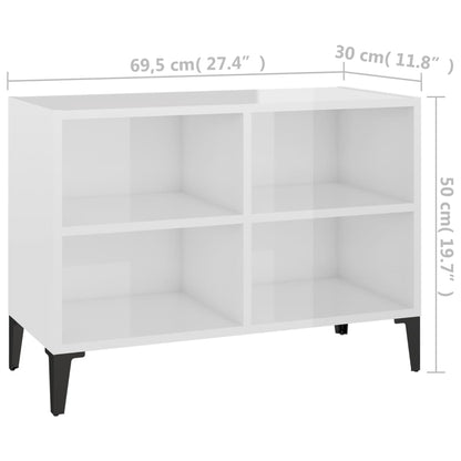 TV Cabinet with Glossy White Metal Legs 69.5x30x50 cm
