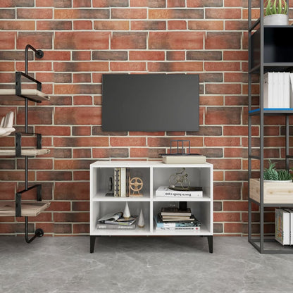 TV Cabinet with Glossy White Metal Legs 69.5x30x50 cm