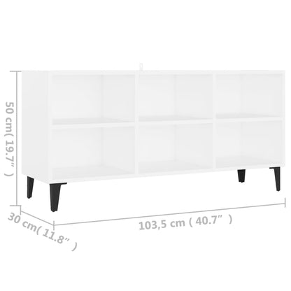 Mobile TV con Gambe in Metallo Bianco 103,5x30x50 cm