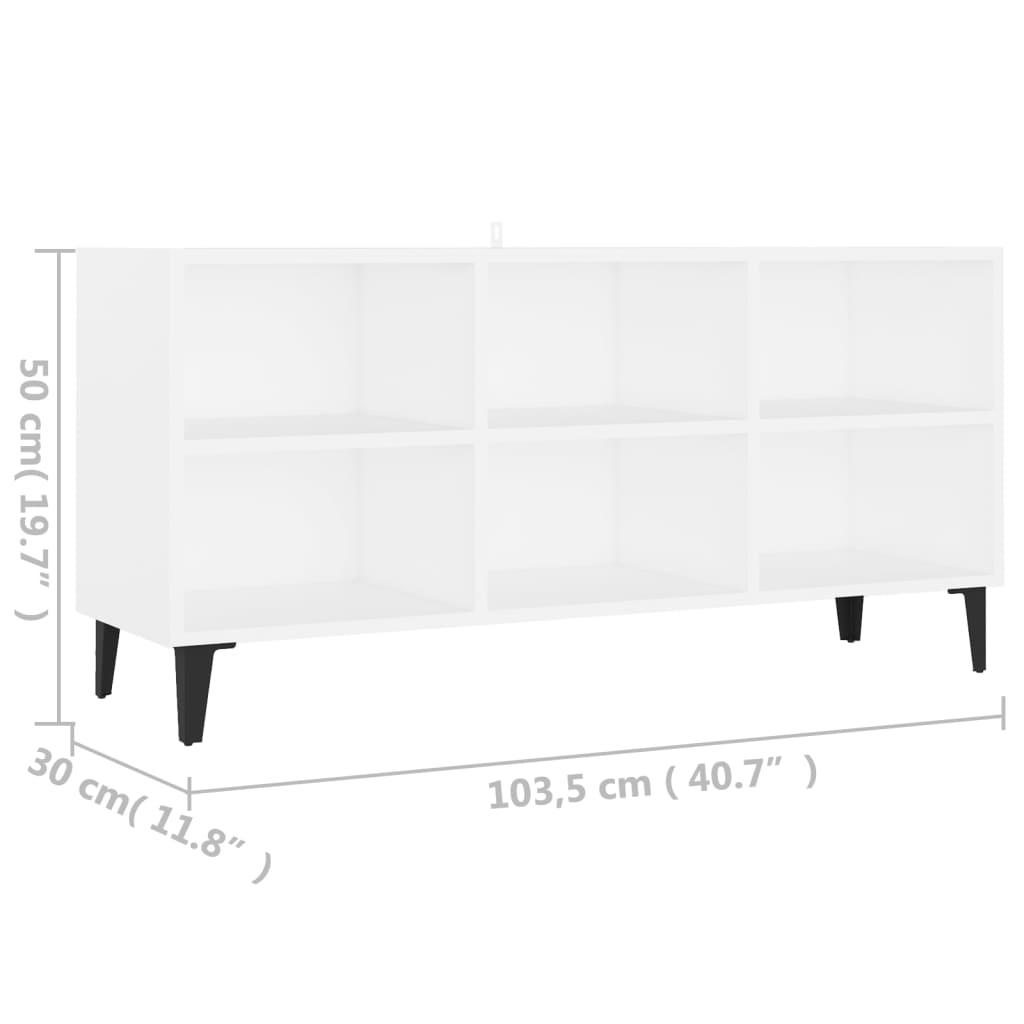 Mobile TV con Gambe in Metallo Bianco 103,5x30x50 cm - homemem39