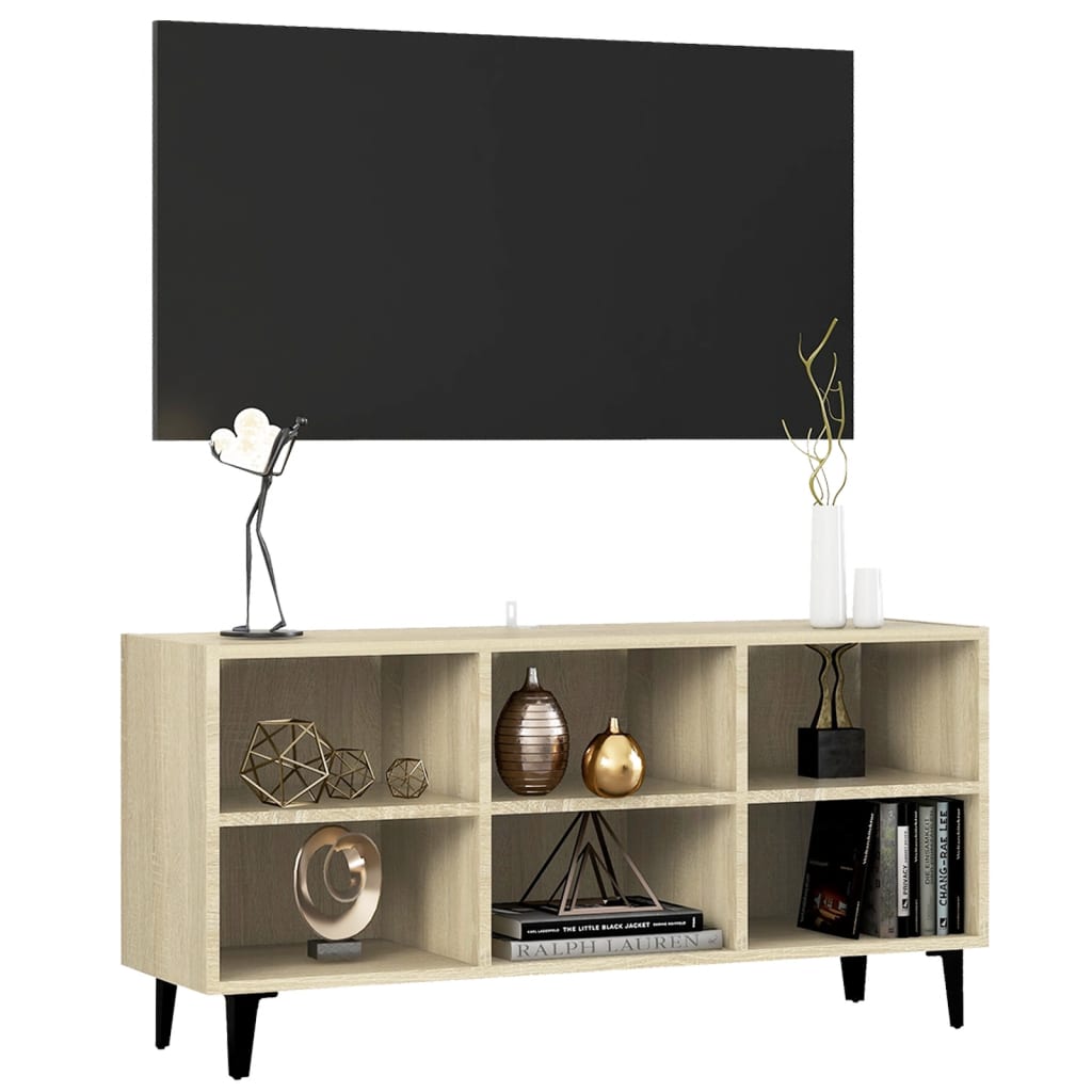 Mobile TV con Gambe in Metallo Rovere Sonoma 103,5x30x50 cm - homemem39