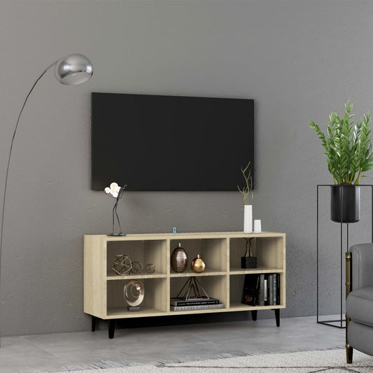 Mobile TV con Gambe in Metallo Rovere Sonoma 103,5x30x50 cm - homemem39