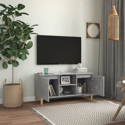Mobile TV con Gambe in Legno Grigio Cemento 103,5x30x50 cm - homemem39