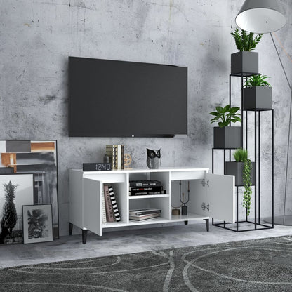 TV Cabinet with White Metal Legs 103.5x30x50 cm