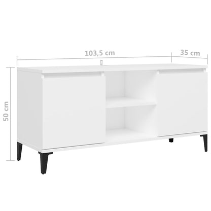 TV Cabinet with White Metal Legs 103.5x30x50 cm