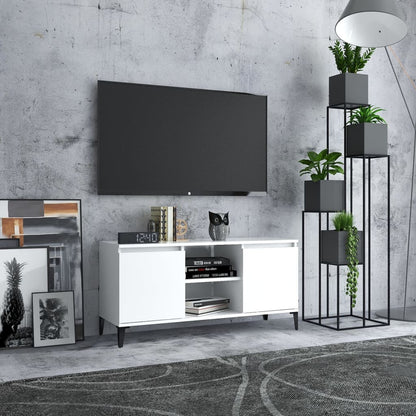TV Cabinet with White Metal Legs 103.5x30x50 cm