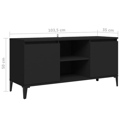 TV Cabinet with Black Metal Legs 103.5x30x50 cm