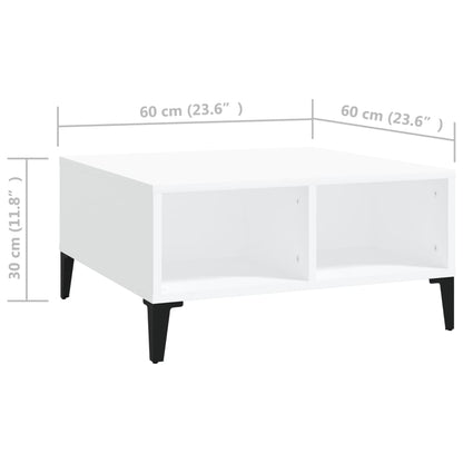 Tavolino da Salotto Bianco 60x60x30 cm in Legno Multistrato | homemem39