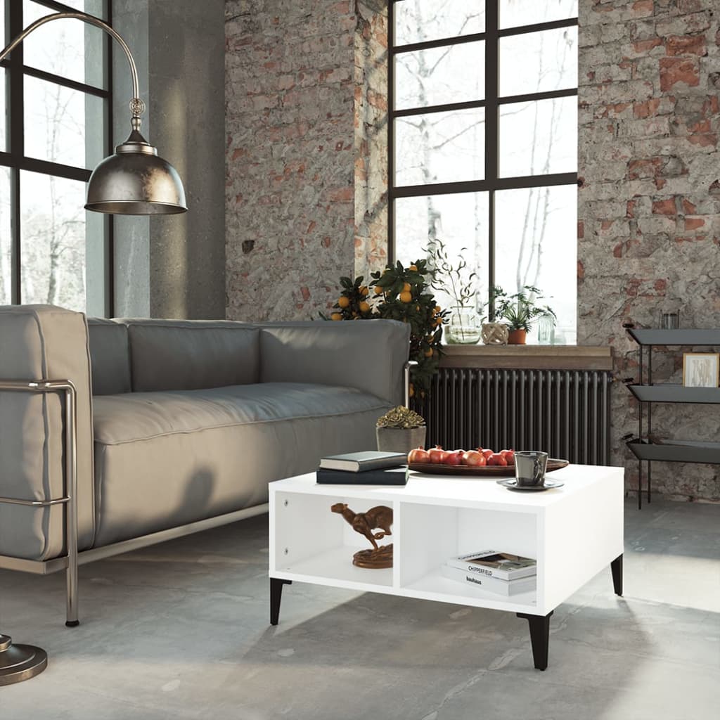 Tavolino da Salotto Bianco 60x60x30 cm in Legno Multistrato | homemem39